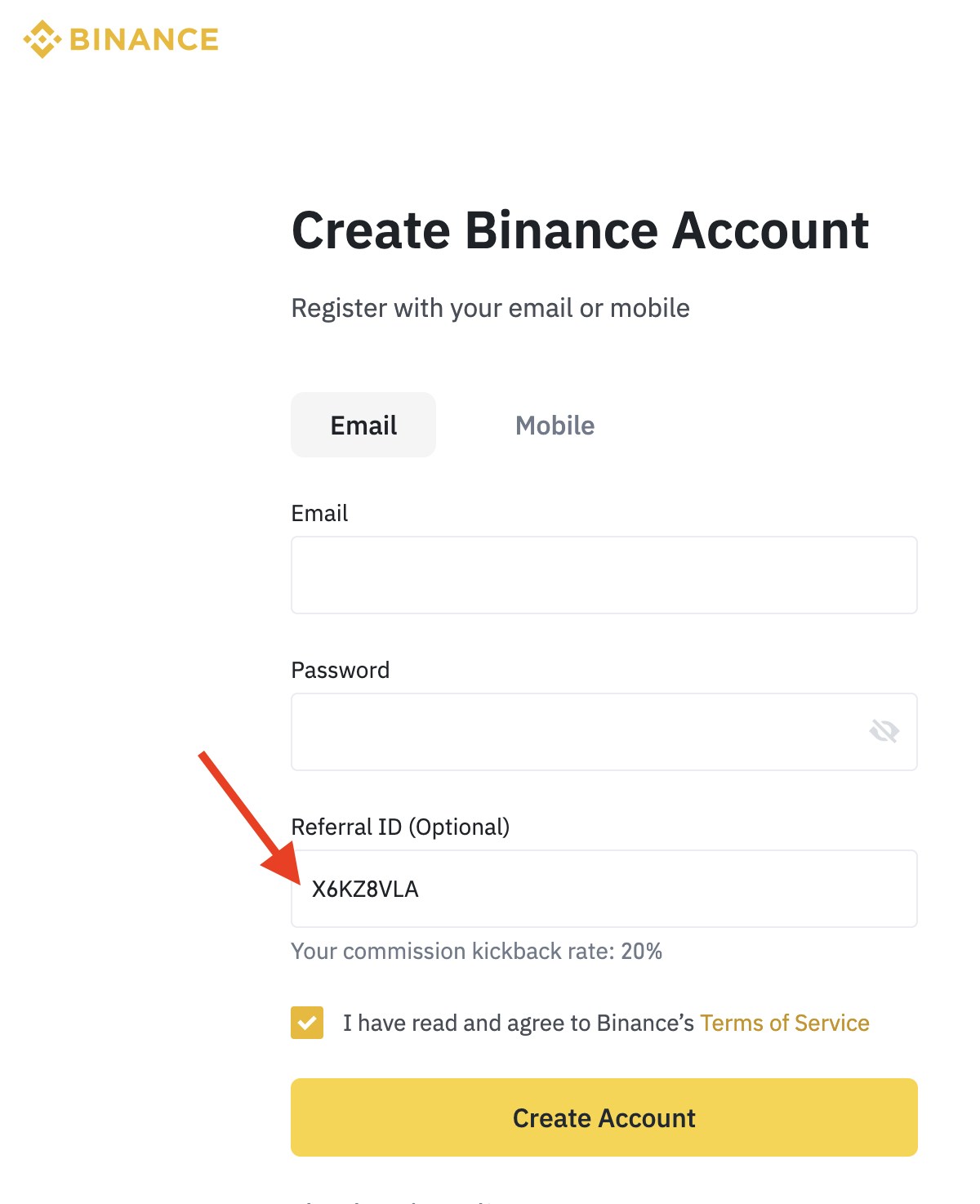 2021 binance Referral ID Web Step2