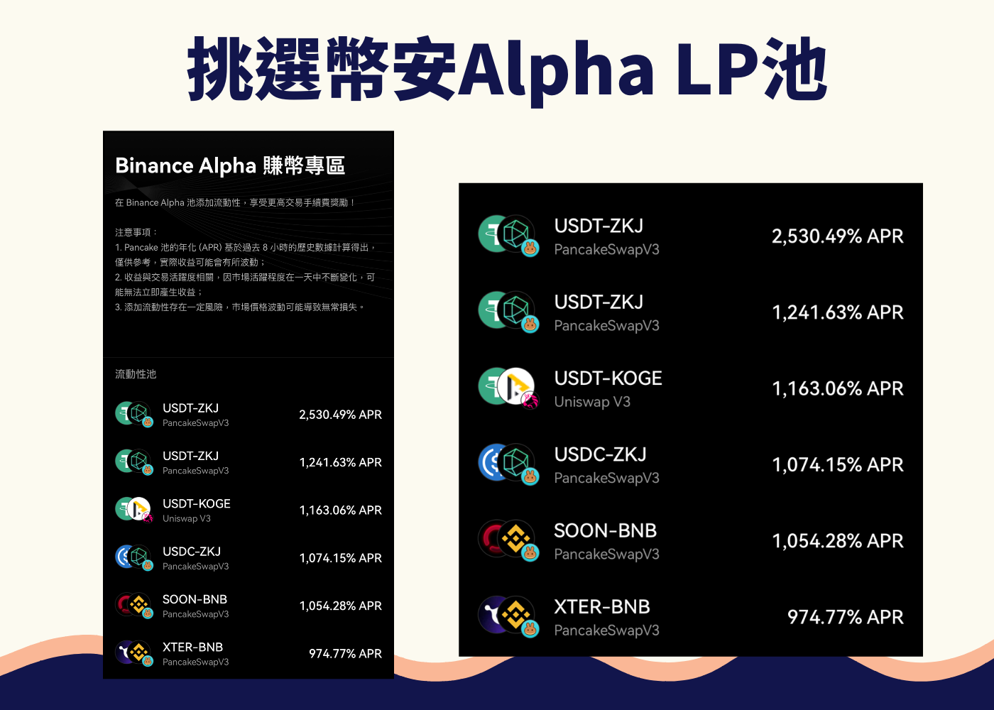 OKX Web3錢包教學:幣安Alpha高達2000% 流動性挖礦怎麼挖?新手也能參加! 22 在 OKX 錢包中挑選幣安 Alpha 活動中高 APR 流動性池的篩選畫面