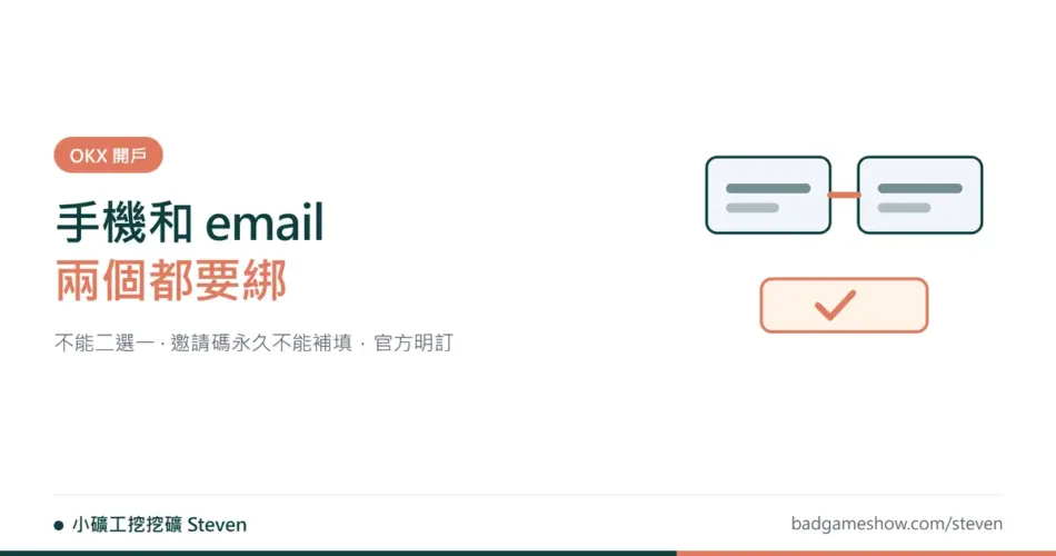 OKX 註冊教學封面：手機與電子郵件兩者都需綁定示意